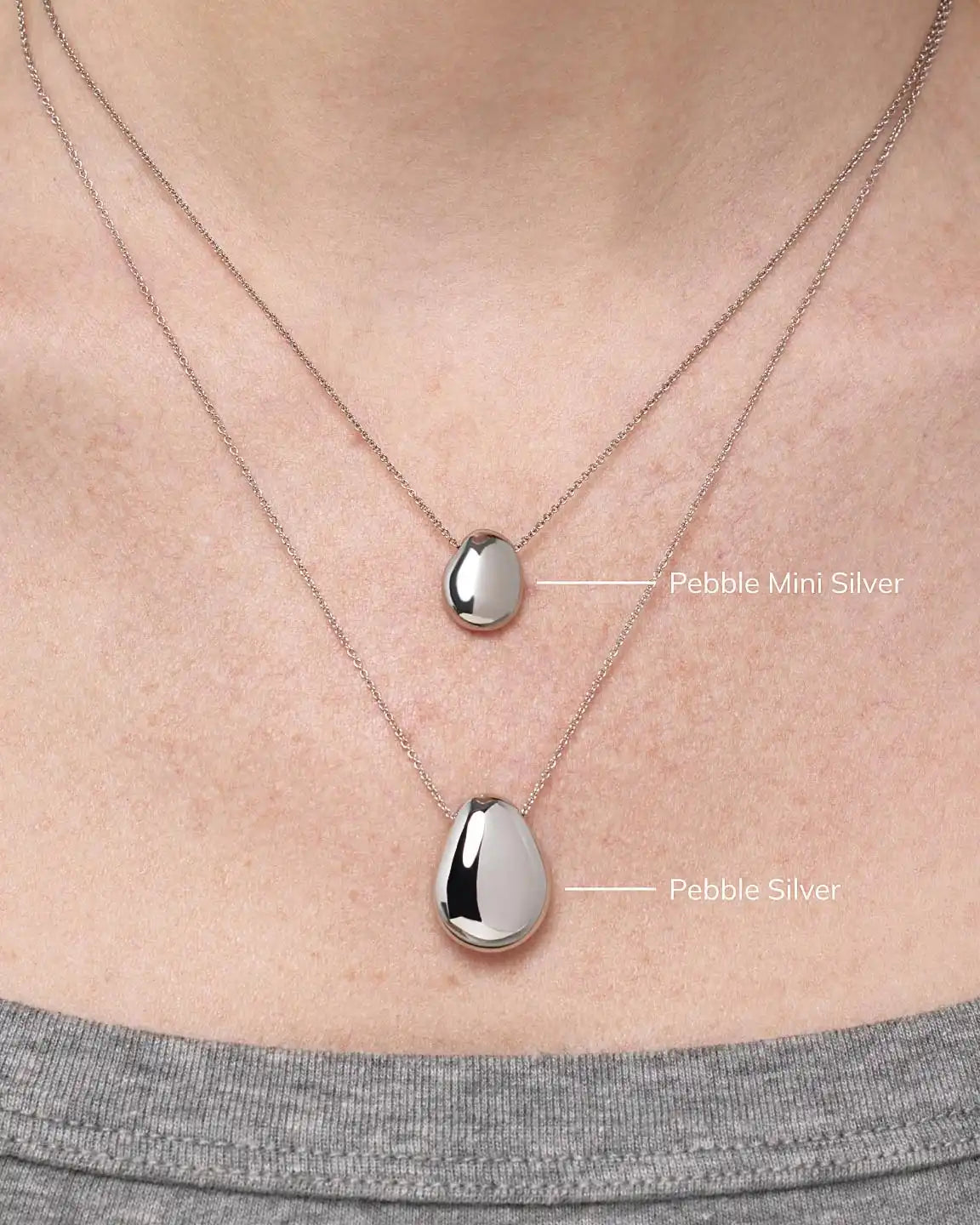 Gold Pendant Necklace - Pebble