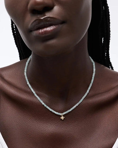 Beaded Necklace - Liora Blue Jade Bead Necklace