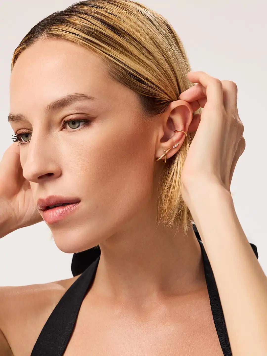 Gold Stud Earrings - Sloane Pave