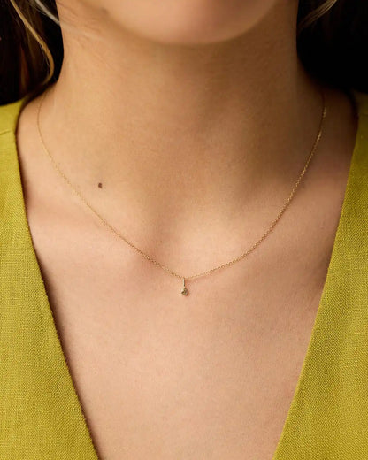 Solid Yellow Gold - Diamond Mini Birthstone Necklace