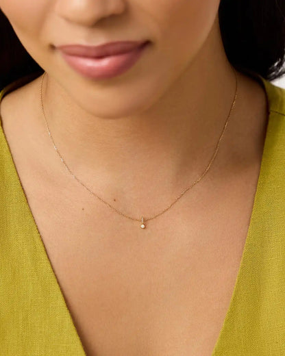 Solid Yellow Gold - Diamond Mini Birthstone Necklace