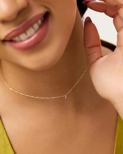 Solid Yellow Gold - Diamond Mini Birthstone Necklace