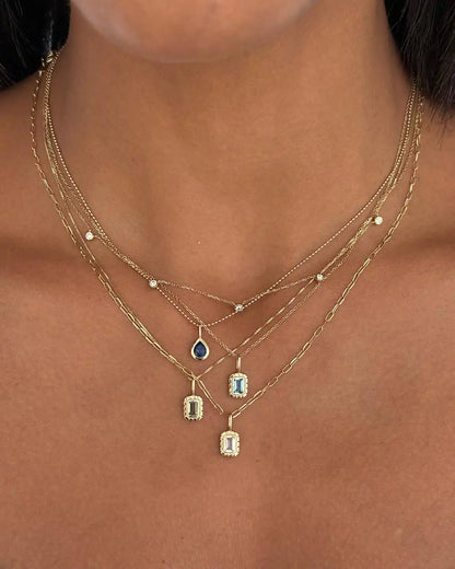 Solid Yellow Gold - Pink Amethyst Teardrop Necklace
