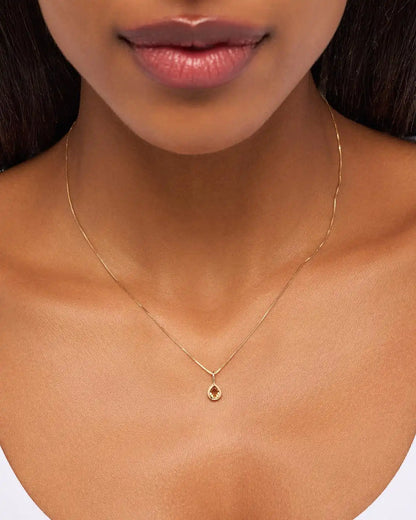 Solid Yellow Gold Birthstone - Light Blue Sapphire Teardrop Charm