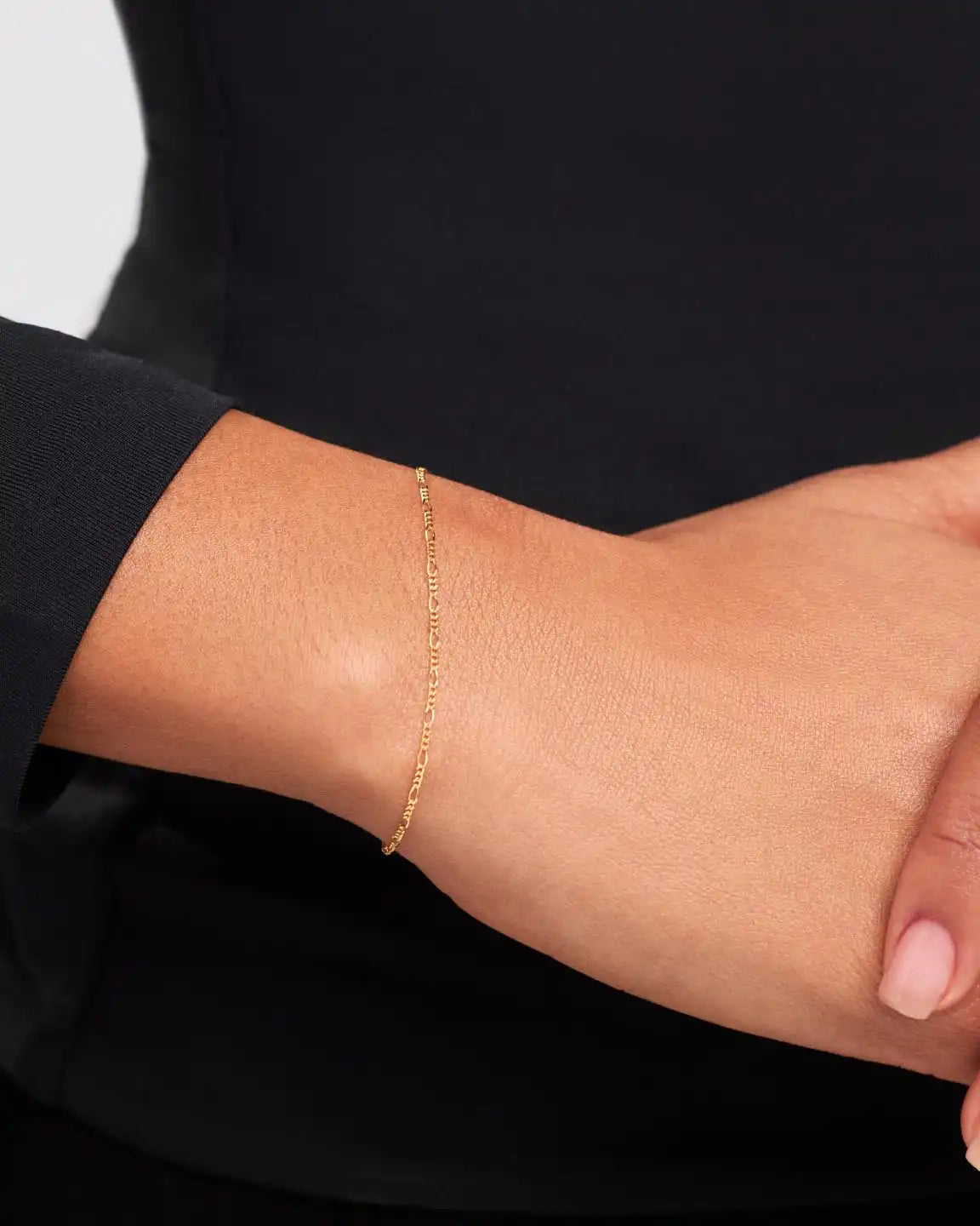Solid Yellow Gold - Figaro Chain Bracelet