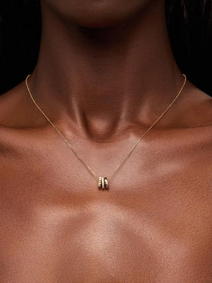Solid Yellow Gold - Diamond Zeno Charm Necklace