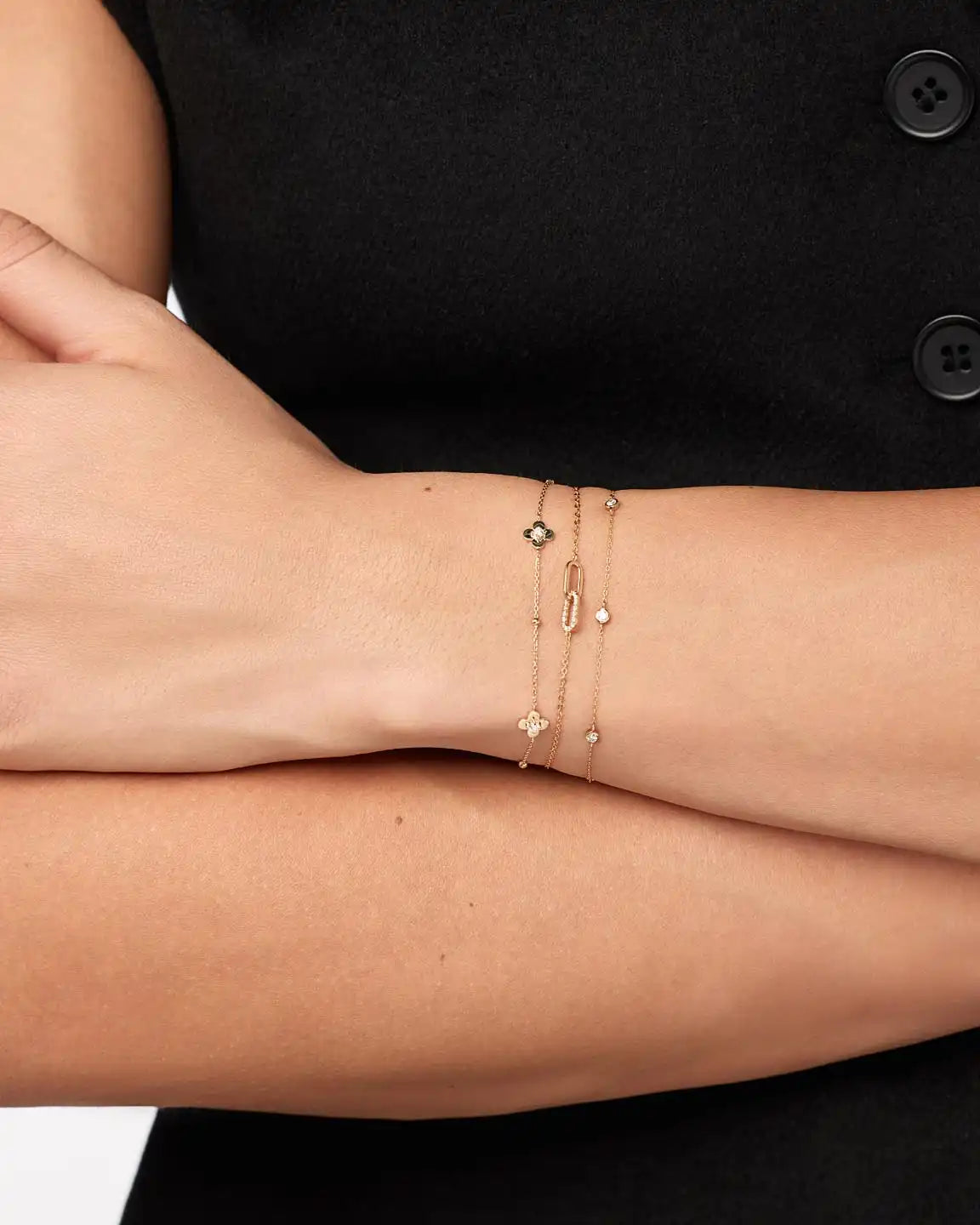Solid Yellow Gold - Mini Flower Station Bracelet
