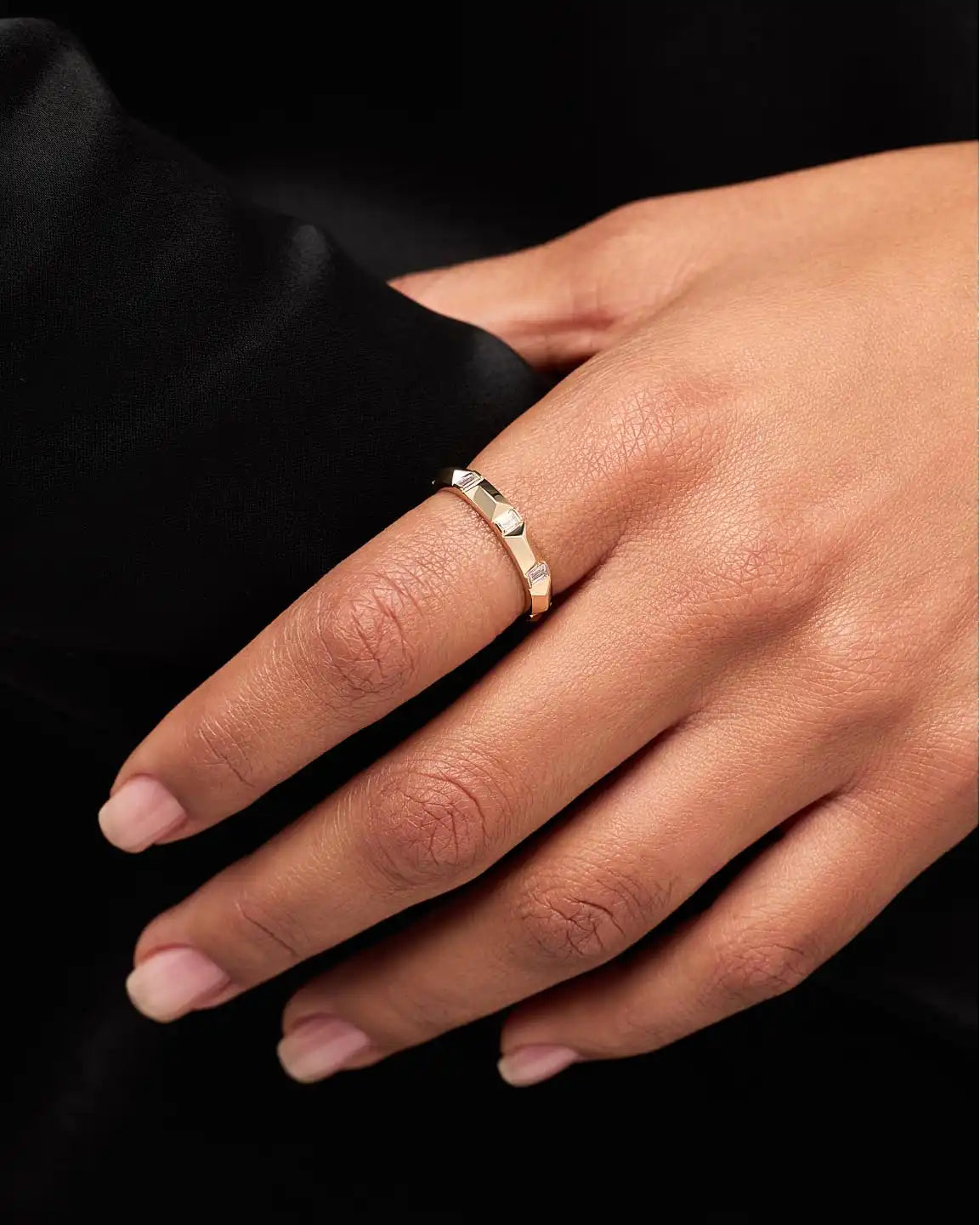 Solid Yellow Gold - Astrid Diamond Station Ring