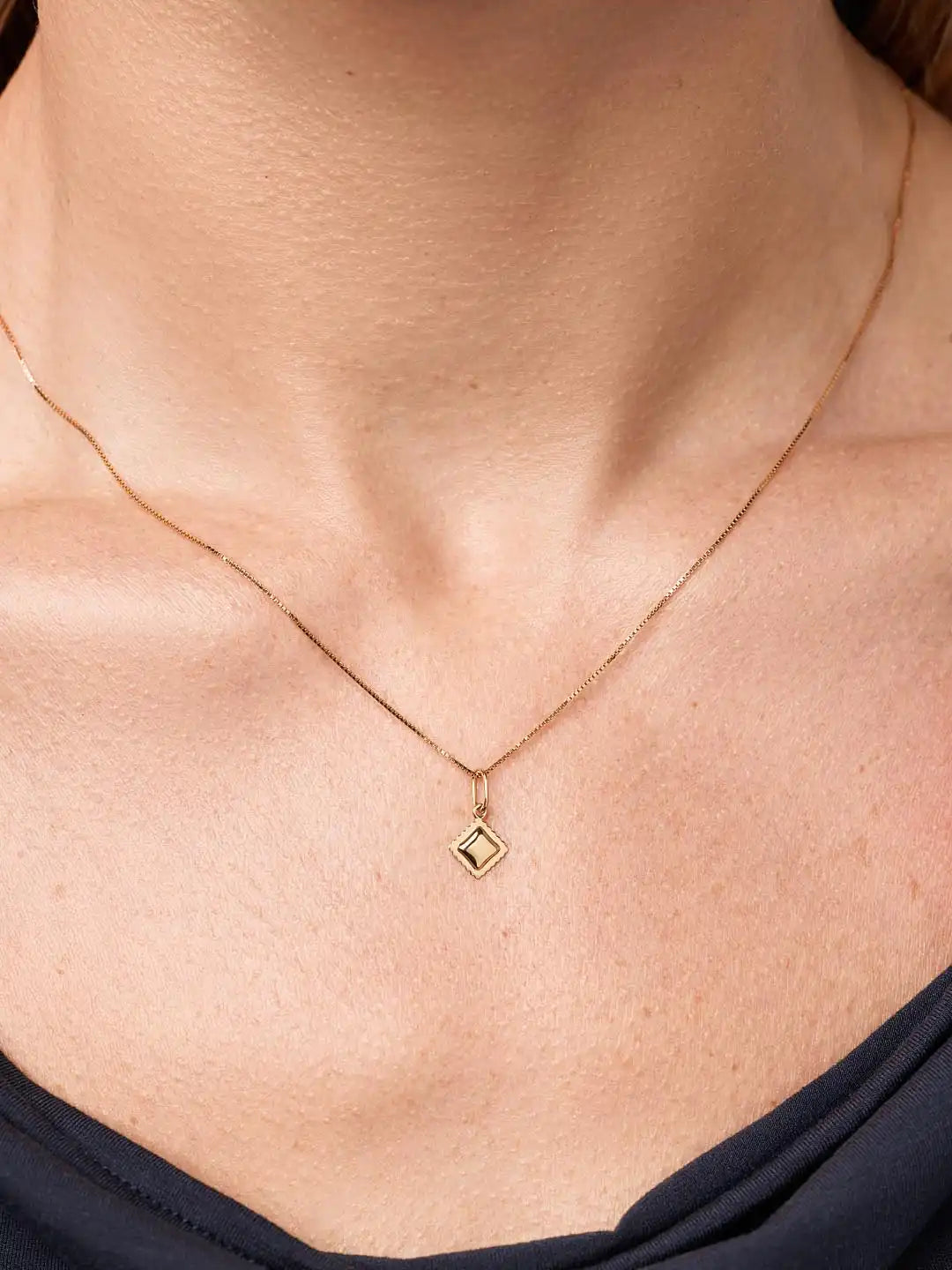 Solid Yellow Gold - Mini Ravioli Charm