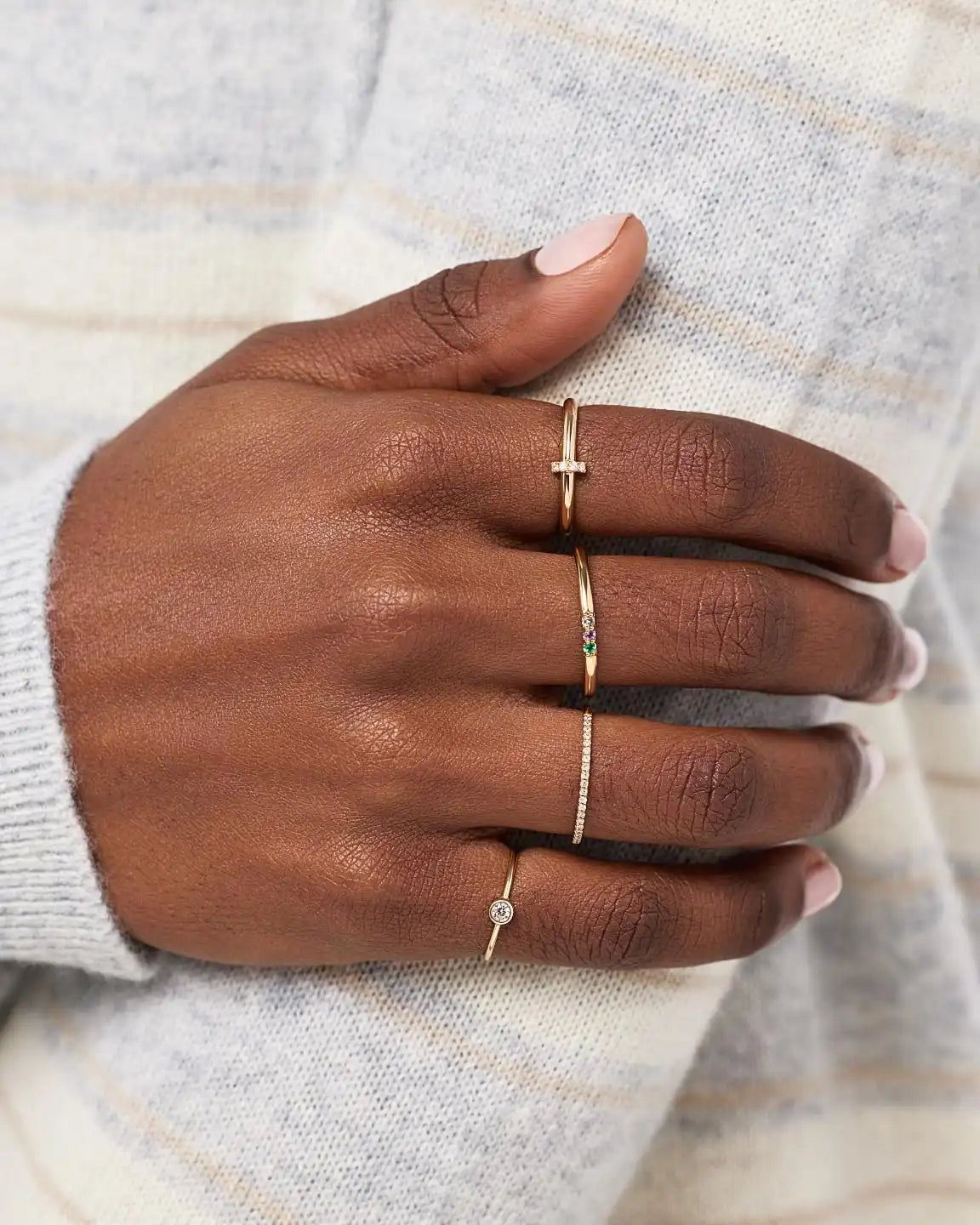 Solid Yellow Gold - 3 Stone Birthstone Ring