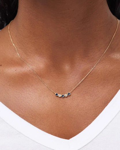 Solid Yellow Gold - 5 Stone Birthstone Necklace