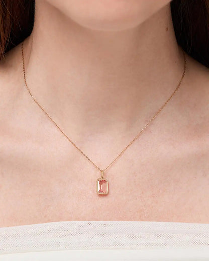 Solid Yellow Gold - Light Pink Sapphire Spritz Necklace