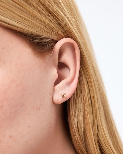Solid Yellow Gold - X Flatback Studs