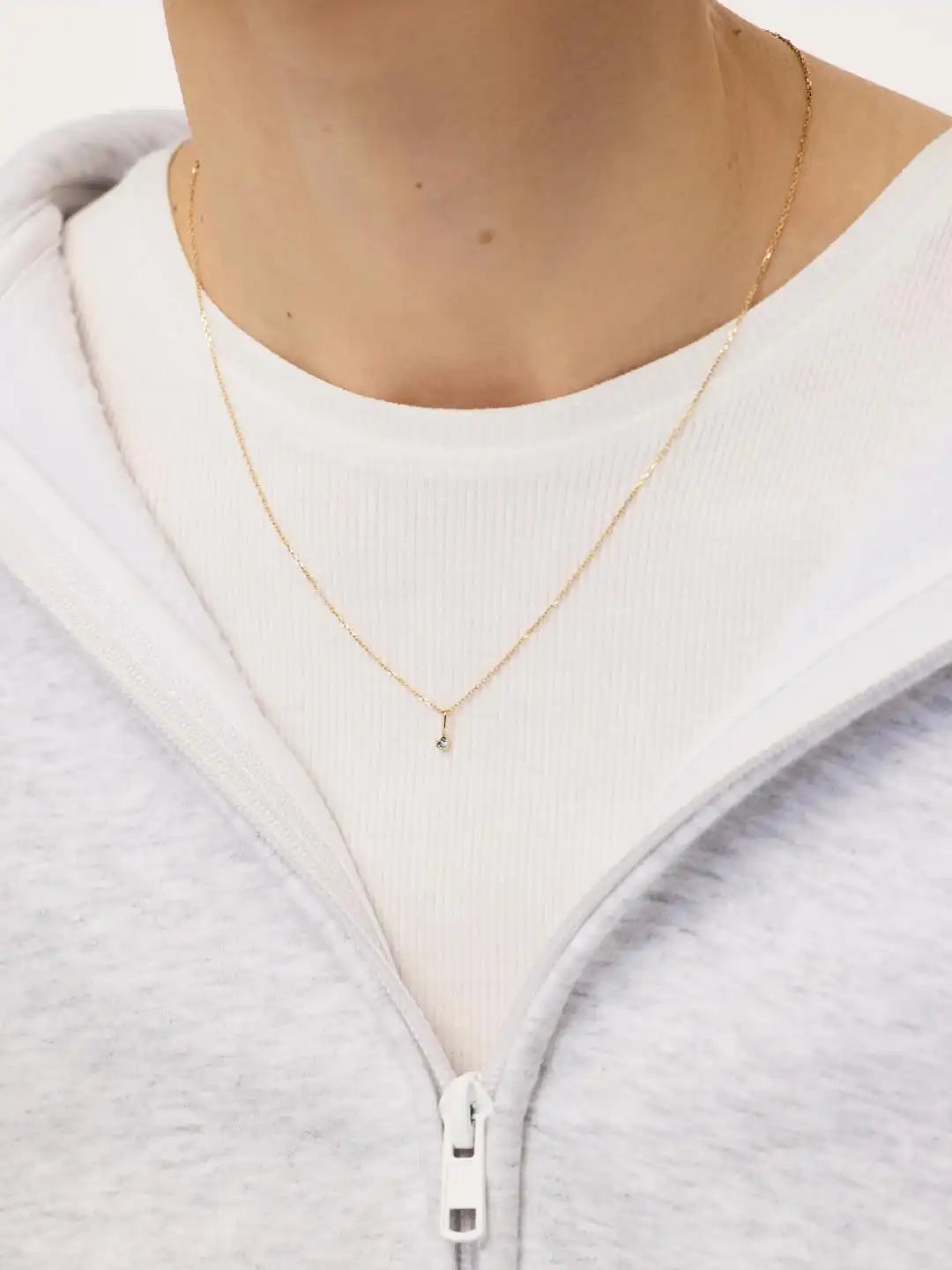 Solid Yellow Gold - Diamond Mini Birthstone Necklace