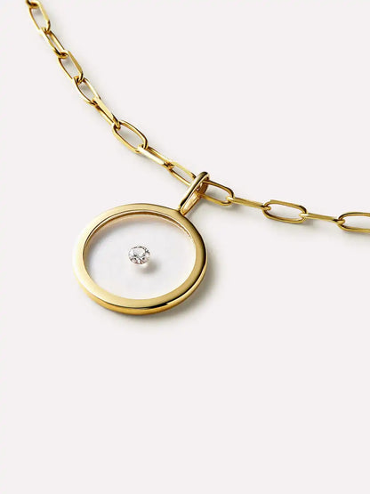 Gold Pendant - Floating Diamond Charm Large