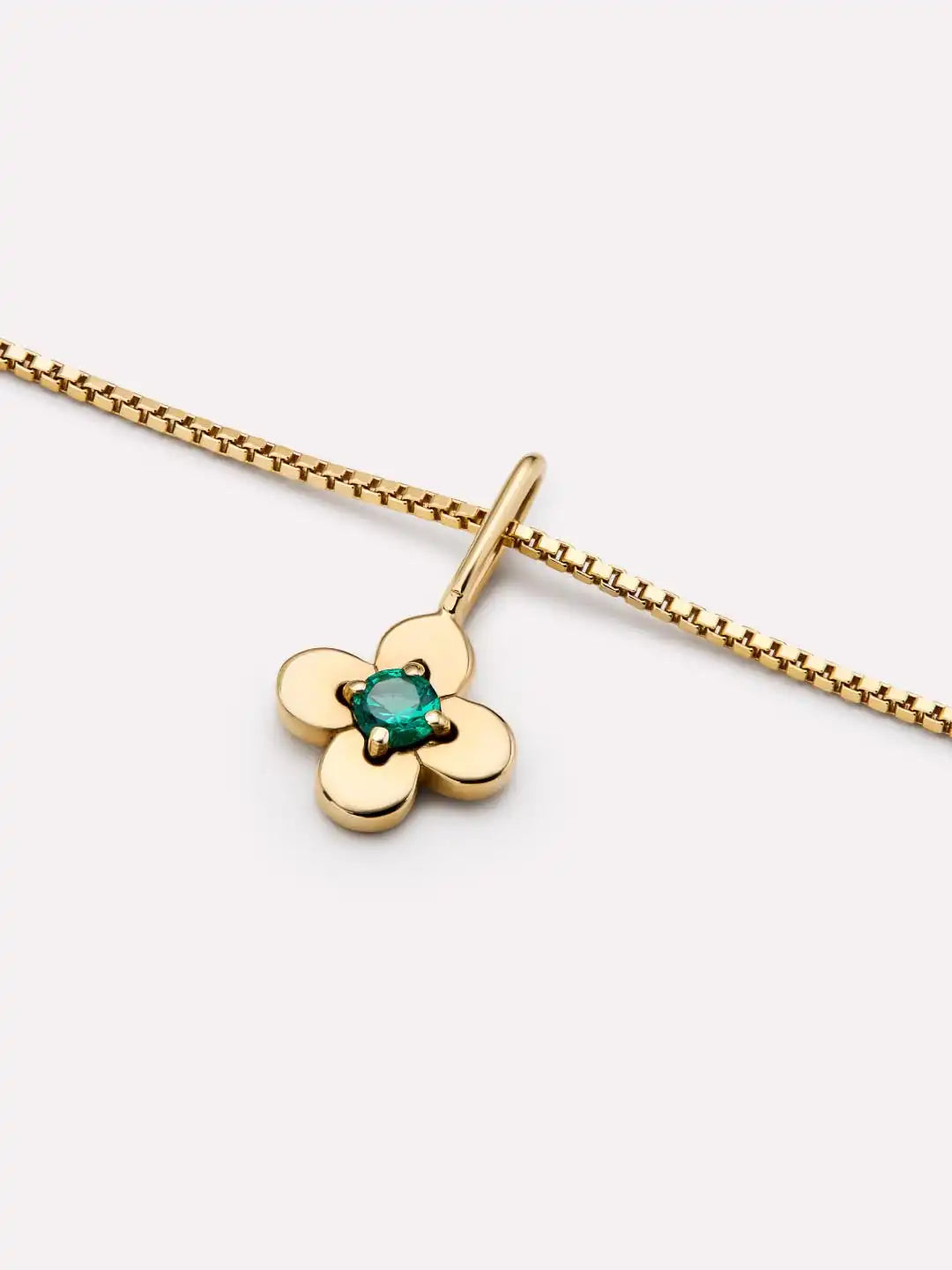 Solid Yellow Gold - Diamond Flower Charm Necklace