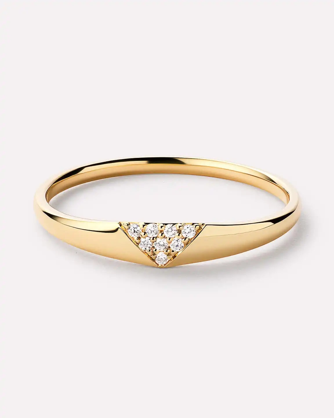 Solid Yellow Gold - Trillion Diamond Signet Ring