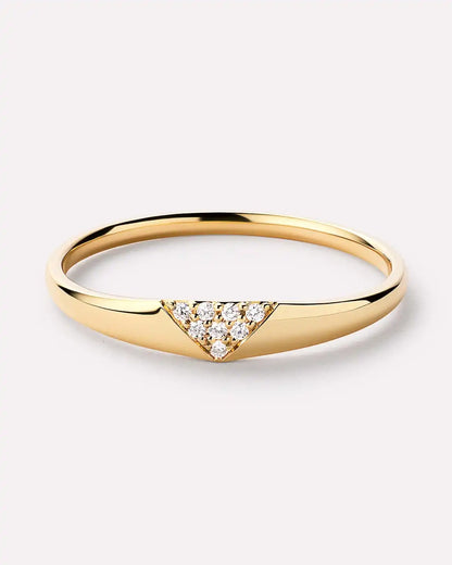Solid Yellow Gold - Trillion Diamond Signet Ring