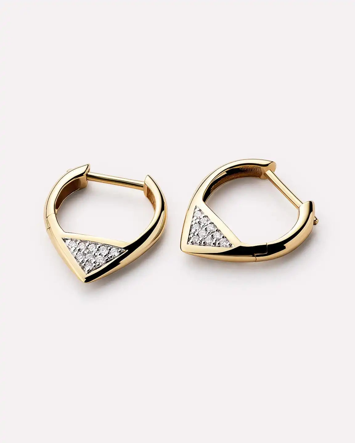 Solid Yellow Gold - Trillion Diamond Hoops