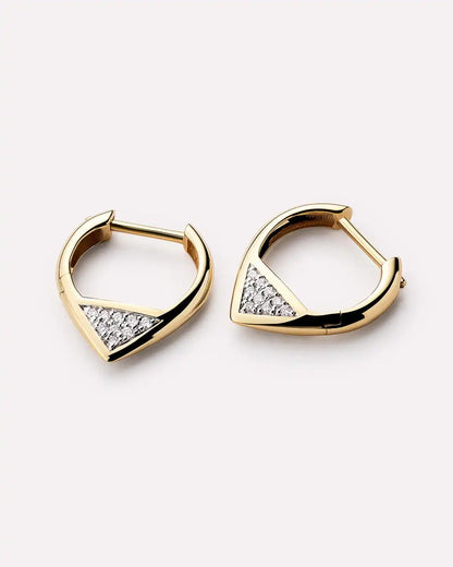Solid Yellow Gold - Trillion Diamond Hoops