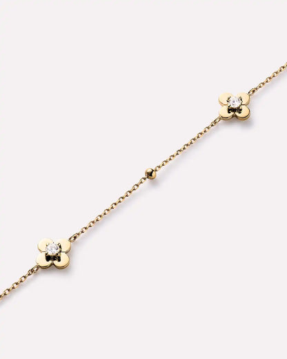 Solid Yellow Gold - Mini Flower Station Bracelet
