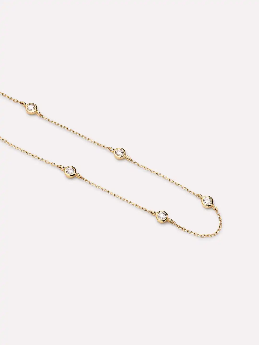 Solid Yellow Gold - Diamond Station Bracelet