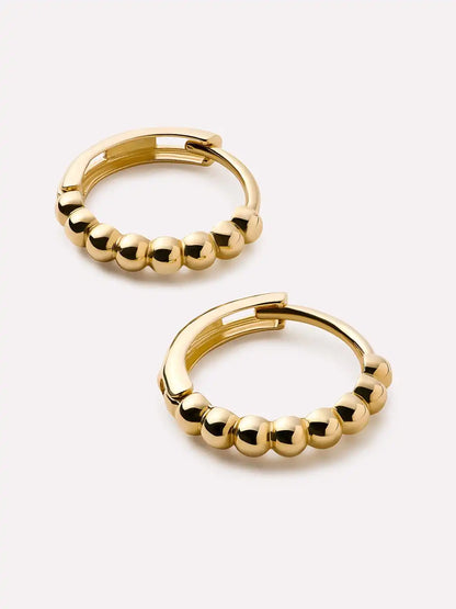 Solid Yellow Gold - Gold Bead Hoops Small
