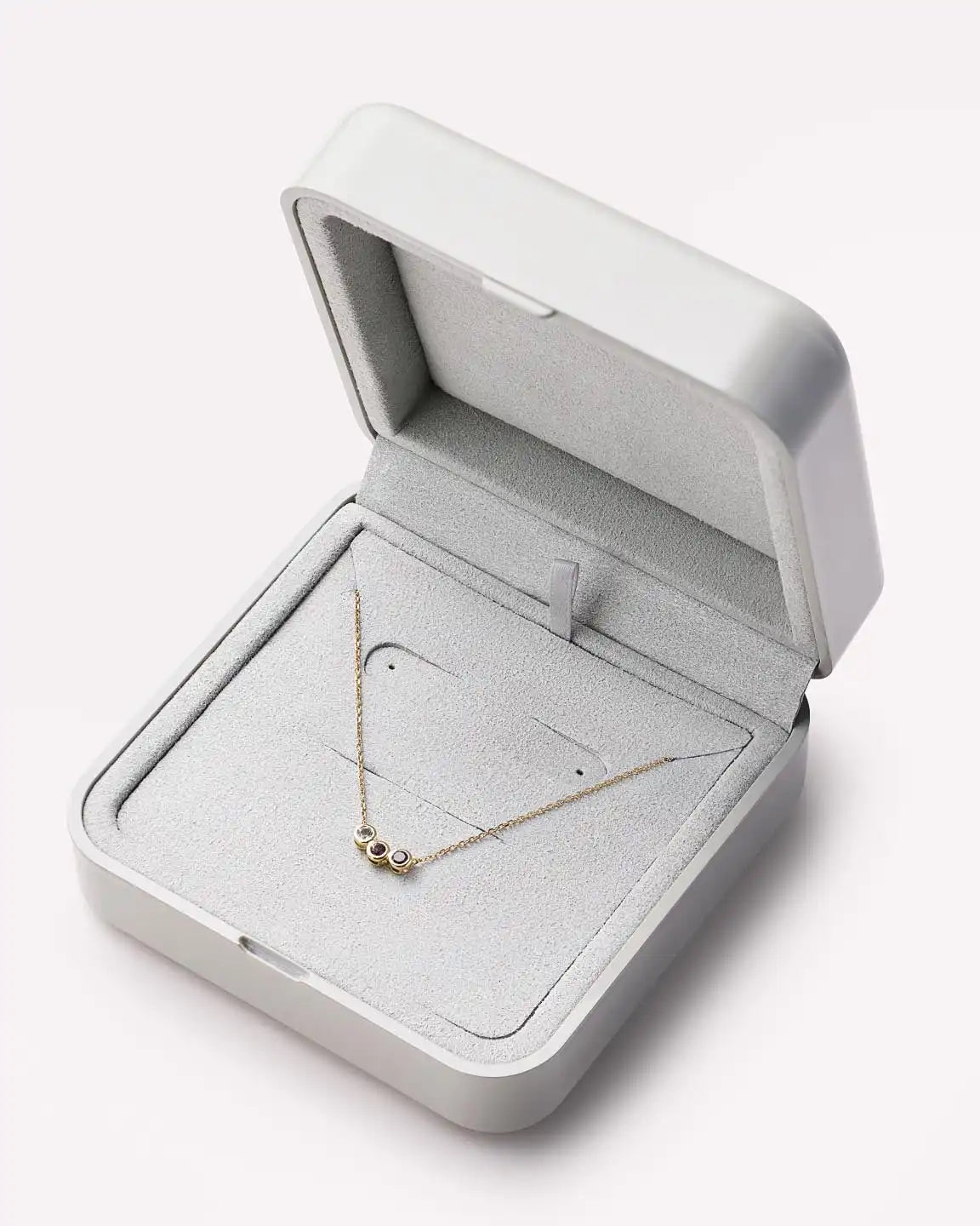 Solid Yellow Gold - 3 Stone Birthstone Necklace