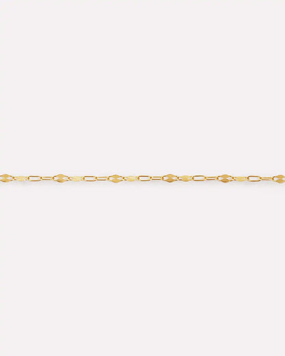 Solid Yellow Gold - Sparkle Link Chain Necklace