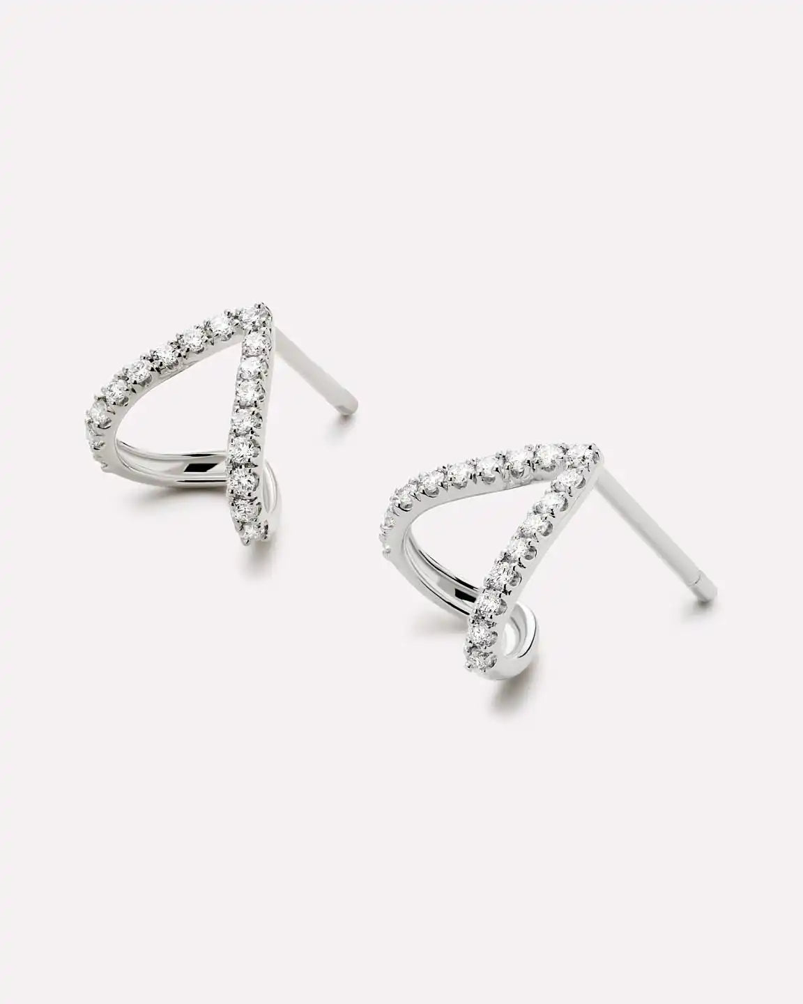 Solid White Gold - Diamond Velora Huggie Studs