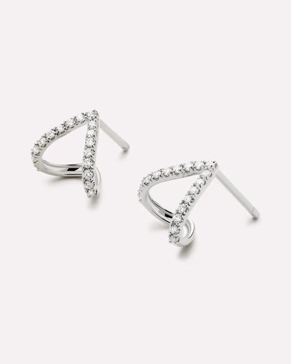 Solid White Gold - Diamond Velora Huggie Studs