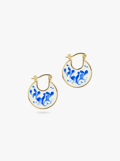 Enamel Earrings - Hana Marble Blue
