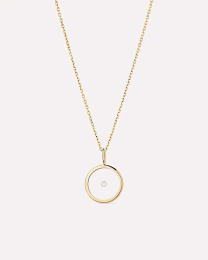 Gold Pendant Necklace - Gold Floating Diamond Large Necklace