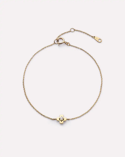 Solid Yellow Gold - Diamond Mini Flower Bracelet