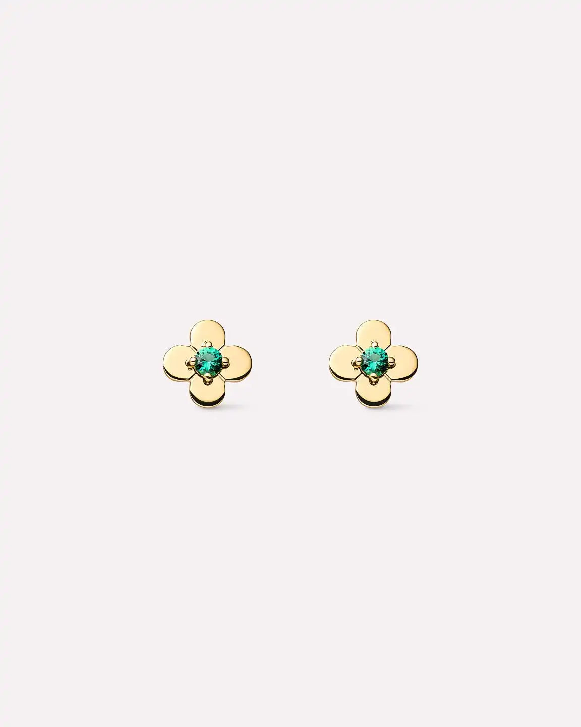 Solid Yellow Gold - Diamond Mini Flower Studs