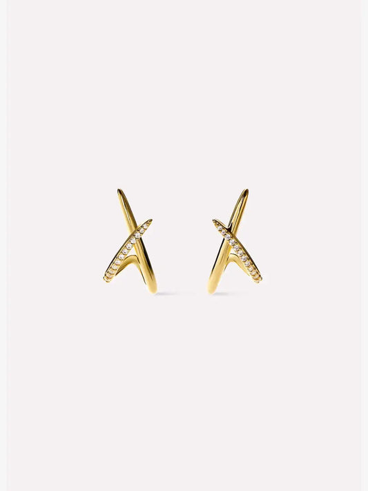 Gold Stud Earrings - Sloane Pave
