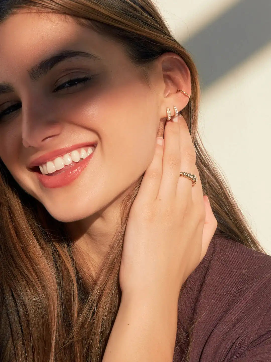 Pearl Huggie Hoops - Ashley