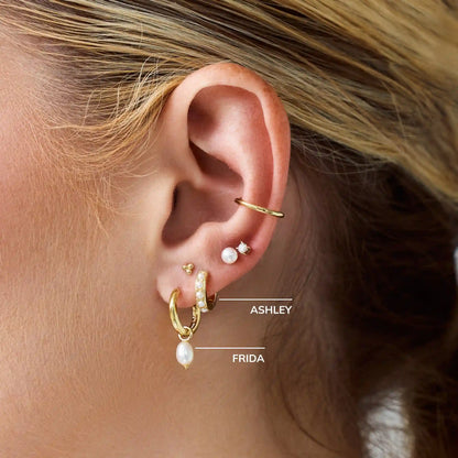 Pearl Huggie Hoops - Ashley