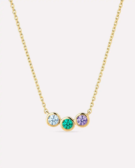 Birthstone Necklace - 3 Stone Birthstone Necklace
