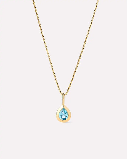 Solid Yellow Gold - Pink Amethyst Teardrop Necklace