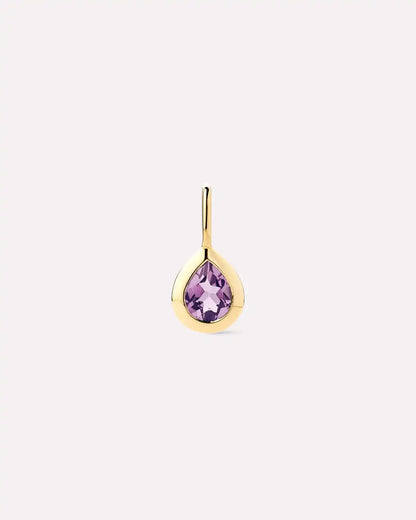 Solid Yellow Gold Birthstone - Light Blue Sapphire Teardrop Charm