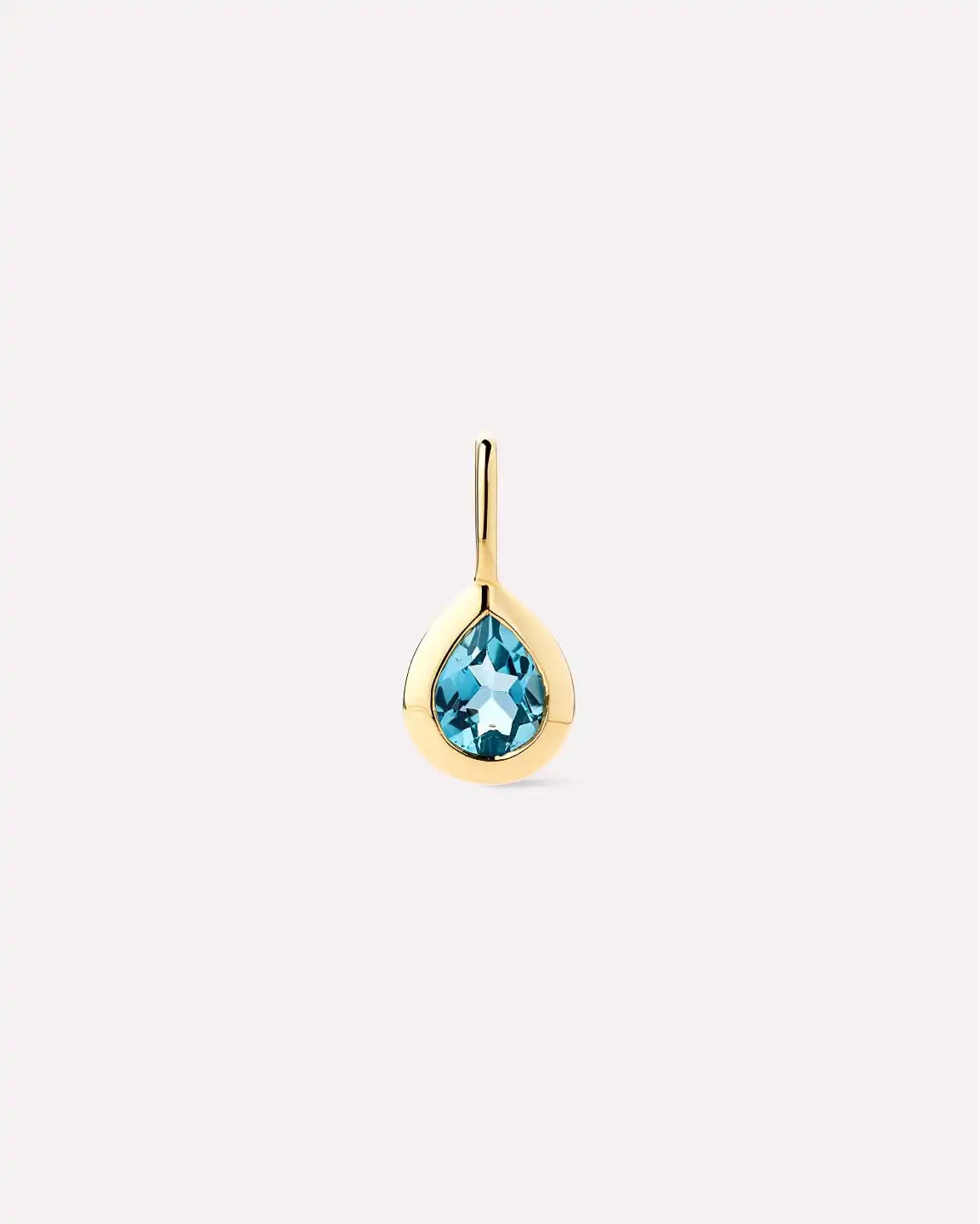 Solid Yellow Gold Birthstone - Light Blue Sapphire Teardrop Charm