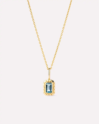 Solid Yellow Gold - Blue Topaz Heirloom Necklace