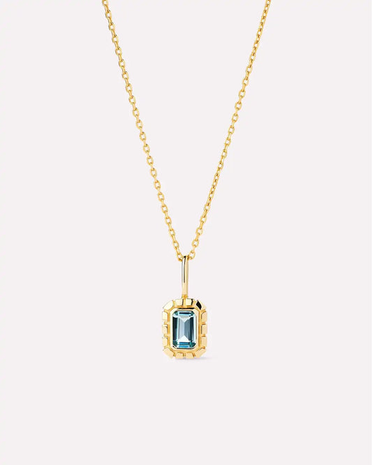 Solid Yellow Gold - Blue Topaz Heirloom Necklace