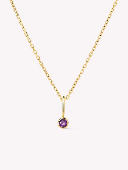 Solid Yellow Gold - Diamond Mini Birthstone Necklace