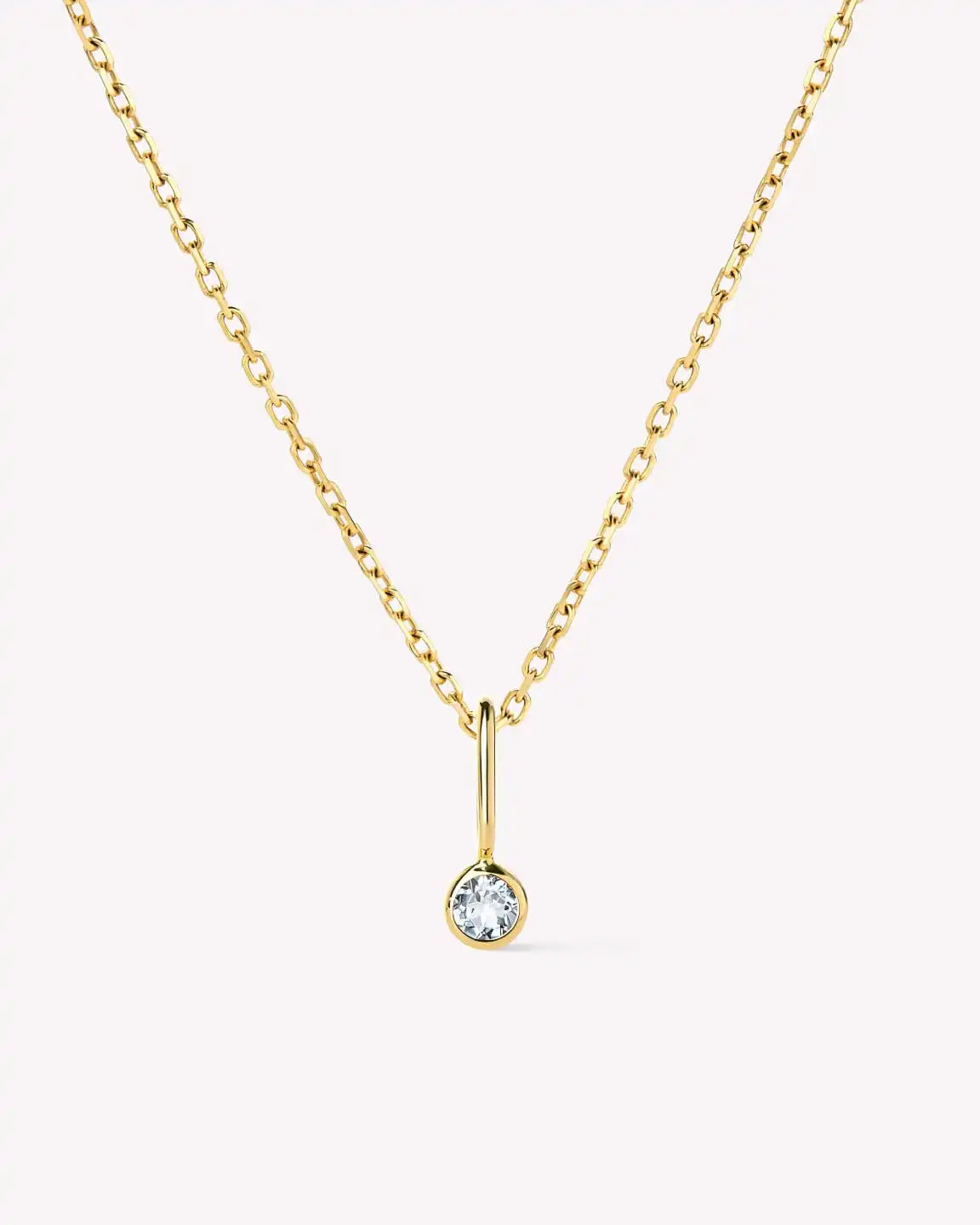 Solid Yellow Gold - Diamond Mini Birthstone Necklace