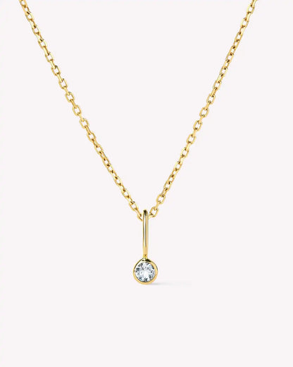 Solid Yellow Gold - Diamond Mini Birthstone Necklace