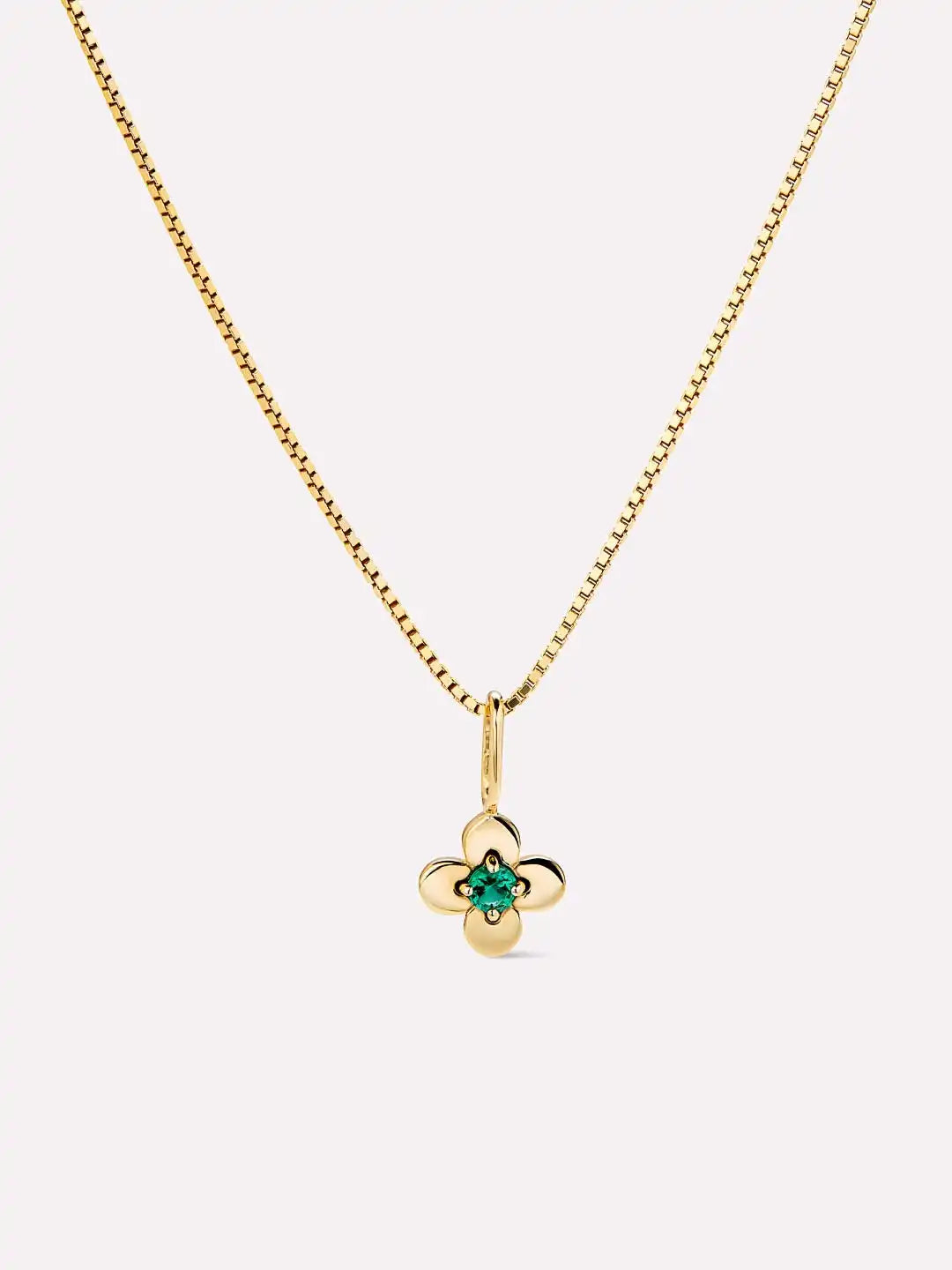 Solid Yellow Gold - Diamond Flower Charm Necklace