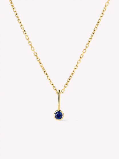 Solid Yellow Gold - Diamond Mini Birthstone Necklace