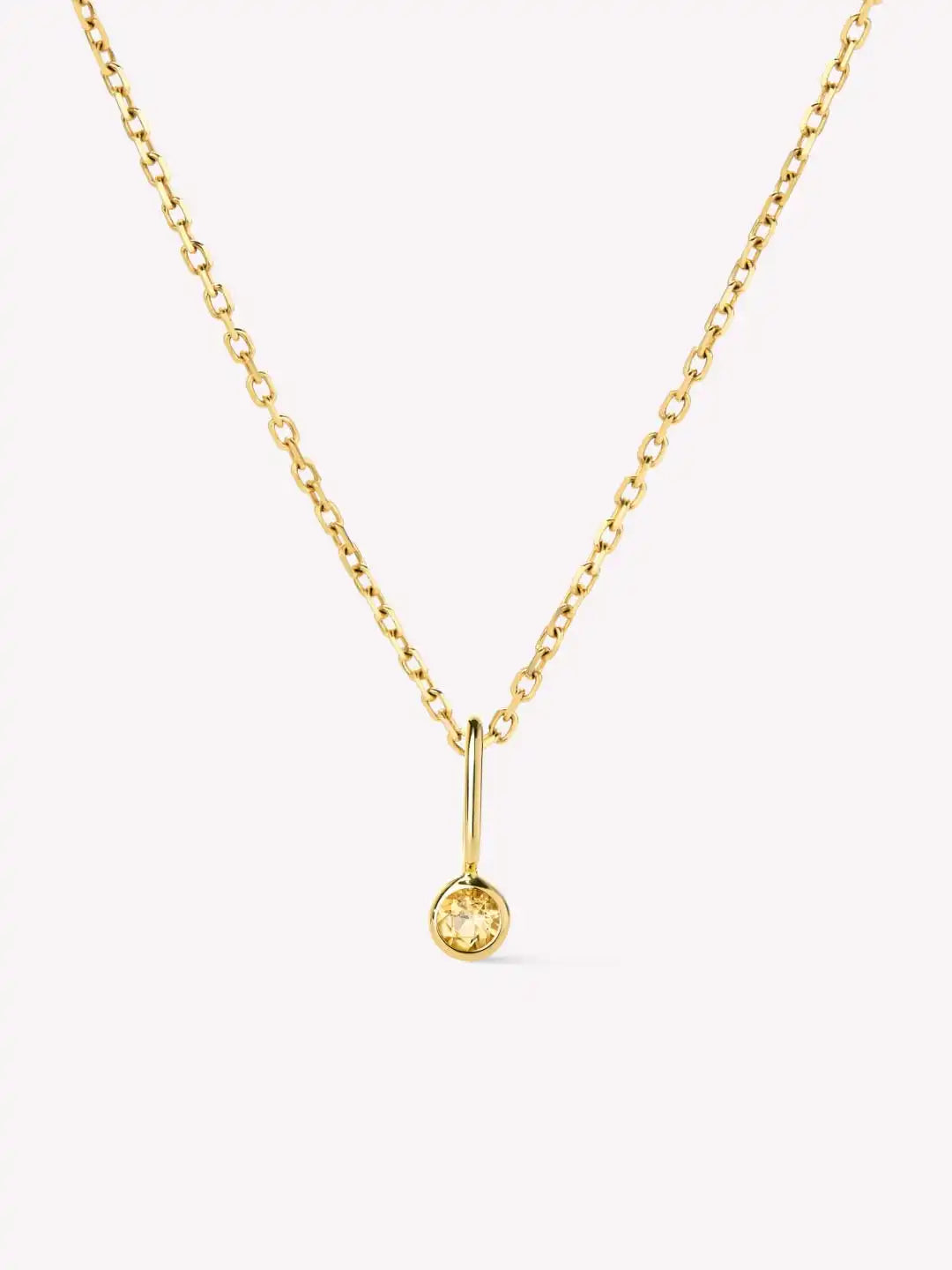 Solid Yellow Gold - Diamond Mini Birthstone Necklace